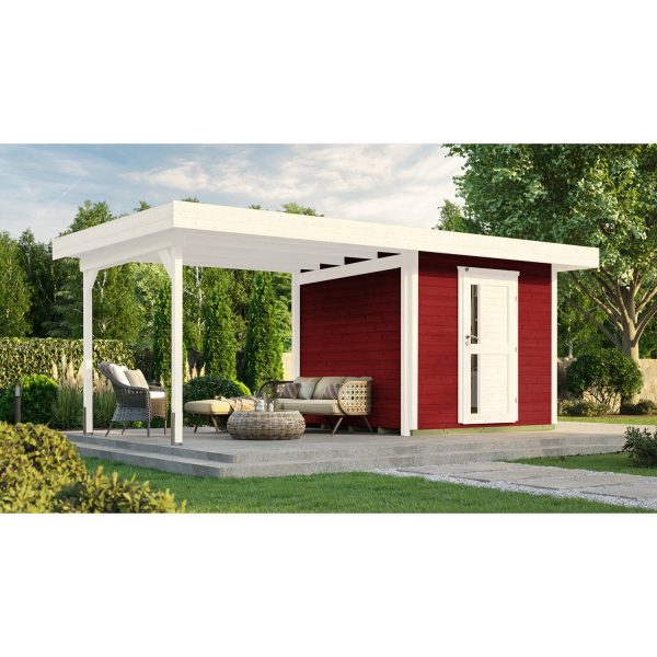 Weka Designhaus 172 B Gr.2 Anbau 295cm 575 x 375 x 226 cm Schwedenrot