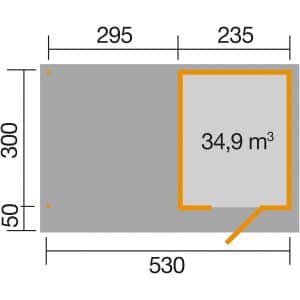 Weka Designhaus 172 B Gr.2 Anbau 295cm 575 x 375 x 226 cm Grau