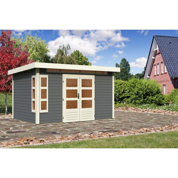 Karibu Holz-Gartenhaus/Gerätehaus Kastberg 7 Terragrau 396 cm x 273 cm