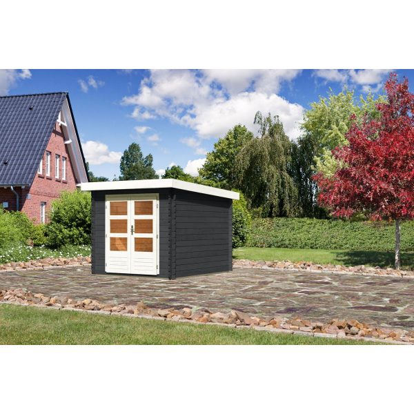 Karibu Holz-Gartenhaus/Gerätehaus Ängelholm 4 Anthrazit 255 cm x 333 cm