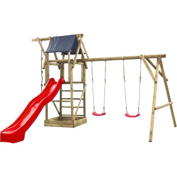 SwingKing Spielturm Niels Rot 380 cm x 500 cm x 290 cm