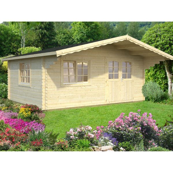 Palmako Sally Holz-Gartenhaus/Gerätehaus Hellbraun Satteldach 510 cm x 390 cm