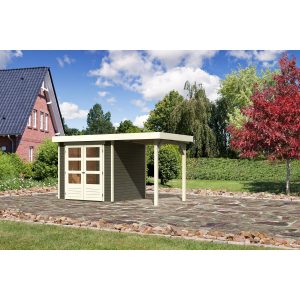 Karibu Holz-Gartenhaus/Gerätehaus Boras Terragrau Flachdach Lackiert 209 cm x 213 cm