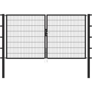 Metallzaun Doppeltor für Doppelstabmatte Anthrazit 200 cm x 300 cm