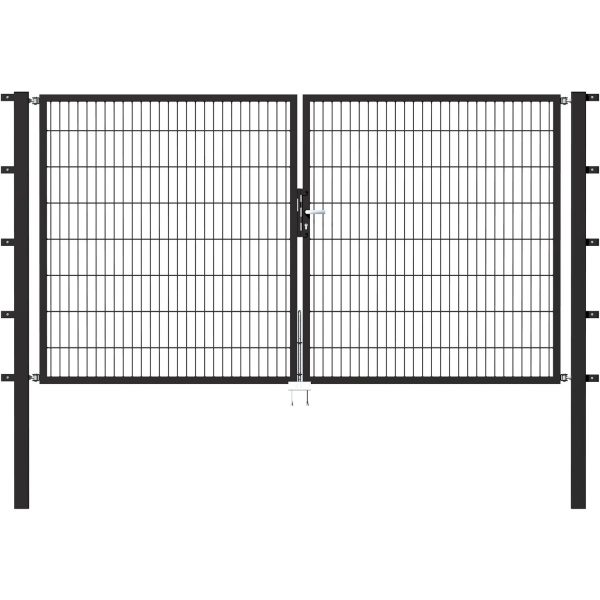 Metallzaun Doppeltor für Doppelstabmatte Anthrazit 200 cm x 300 cm