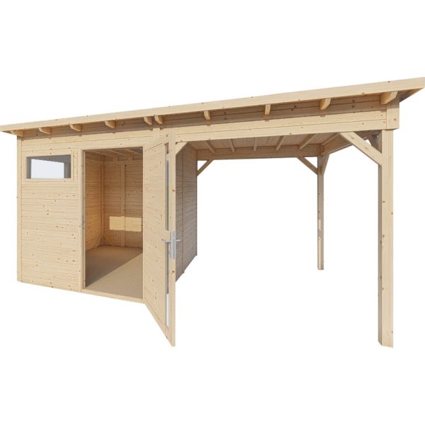 Bertilo Gartenhaus/Gerätehaus Pentus 2 Lounge 234 cm x 447 cm Natur FSC®