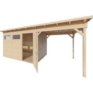 Bertilo Gartenhaus/Gerätehaus Pentus 3 Lounge 234 cm x 558 cm Natur FSC®