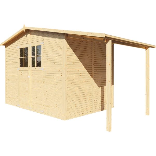 Bertilo Gerätehaus Plexi Apex 4 Plus 202 cm x 424 cm Natur FSC®