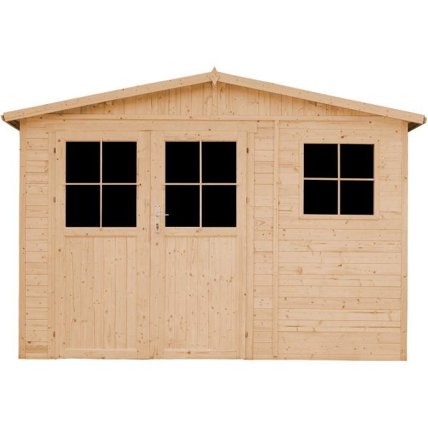 Timbela Gartenhaus/Gerätehaus Holz M334F+M334G 6 m² mit Fenstern und Boden