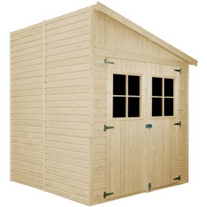 Timbela Anbau-Gartenhaus/Gerätehaus Holz M338A 4 m² mit Seitenwand ohne Boden