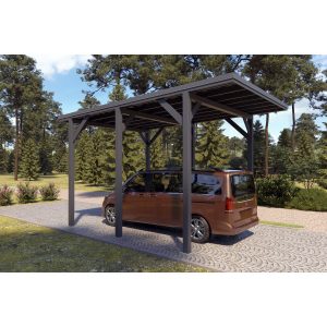 Holzbrüder Camping-Carport Ralf Anthrazitgrau 400 x 600 cm Blechdach Dunkelgrau