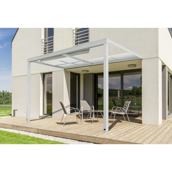 Home Deluxe Terrassenüberdachung Solis Deluxe 390 x 295 x 233/272 cm Weiß