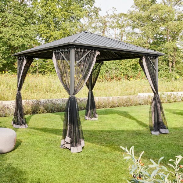 Home Deluxe Pavillon Azur 270 cm x 270 cm x 200 cm Solar-LED-Beleuchtung