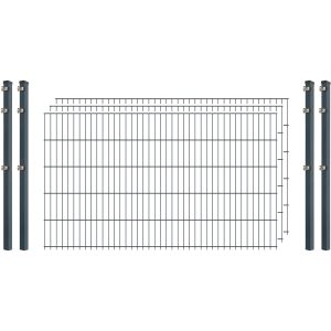 Einsteiger-Zaunset 5/4/5 Doppelstab 3 Matten + 4 Pfosten 250/13 cm Anthrazit