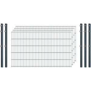 Einsteiger-Zaunset 5/4/5 Doppelstab 4 Matten + 5 Pfosten 250/103 cm Anthrazit