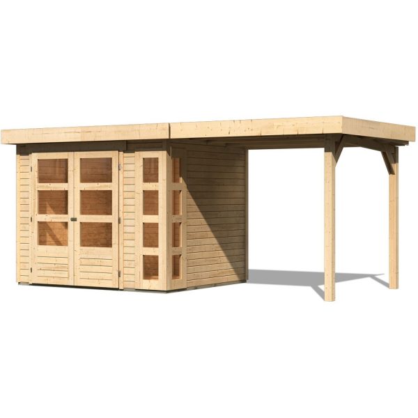 Karibu Holz-Gartenhaus/Gerätehaus Scalea Flachdach Unbehandelt 238 cm x 213 cm