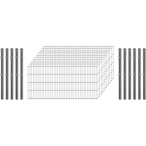 Standard-Zaunset 6/5/6 Doppelstab 10 Matten +11 Pfosten 250/83 cm Verzinkt