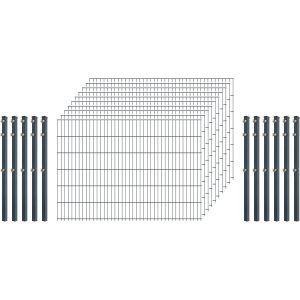 Standard-Zaunset 6/5/6 Doppelstab 10 Matten +11 Pfosten 250/123 cm Anthrazit