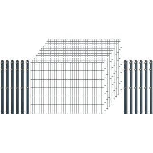 Standard-Zaunset 6/5/6 Doppelstab 11 Matten + 12 Pfosten 250/123 cm Anthrazit