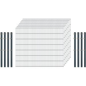 Standard-Zaunset 6/5/6 Doppelstab 7 Matten + 8 Pfosten 250/143 cm Anthrazit