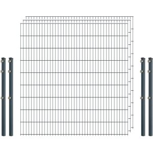 Standard-Zaunset 6/5/6 Doppelstab 3 Matten + 4 Pfosten 250/183 cm Anthrazit