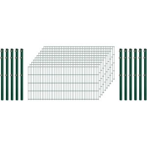 Standard-Zaunset 6/5/6 Doppelstab 10 Matten +11 Pfosten 200/83 cm Dunkelgrün