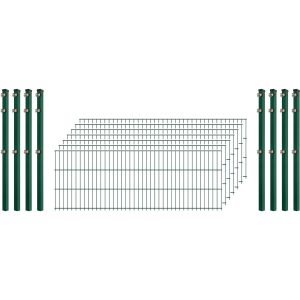 Industrie-Zaunset 8/6/8 Doppelstab 7 Matten + 8 Pfosten 250/63 cm Dunkelgrün