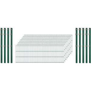 Industrie-Zaunset 8/6/8 Doppelstab 8 Matten + 9 Pfosten 250/63 cm Dunkelgrün