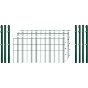 Industrie-Zaunset 8/6/8 Doppelstab 6 Matten + 7 Pfosten 250/83 cm Dunkelgrün