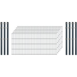 Industrie-Zaunset 8/6/8 Doppelstab 6 Matten + 7 Pfosten 250/83 cm Anthrazit