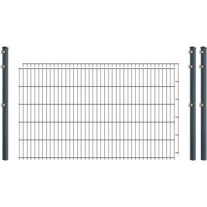 Industrie-Zaunset 8/6/8 Doppelstab 2 Matten + 3 Pfosten 250/103 cm Anthrazit