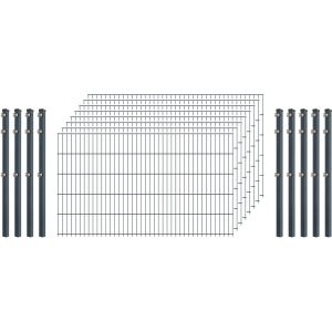 Industrie-Zaunset 8/6/8 Doppelstab 8 Matten + 9 Pfosten 250/103 cm Anthrazit