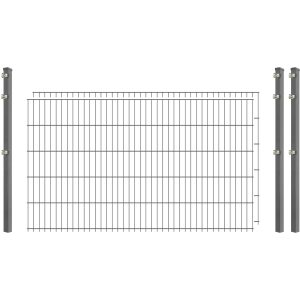 Industrie-Zaunset 8/6/8 Doppelstab 2 Matten + 3 Pfosten 250/103 cm Verzinkt