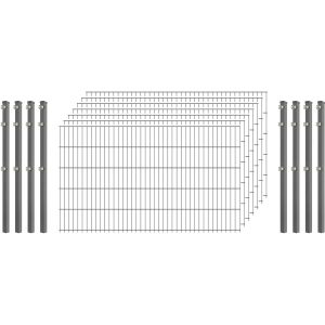 Industrie-Zaunset 8/6/8 Doppelstab 7 Matten + 8 Pfosten 250/103 cm Verzinkt