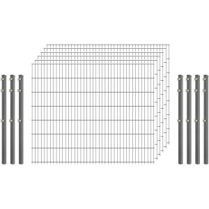 Industrie-Zaunset 8/6/8 Doppelstab 6 Matten + 7 Pfosten 250/143 cm Verzinkt