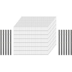 Industrie-Zaunset 8/6/8 Doppelstab 10 Matten +11 Pfosten 250/143 cm Verzinkt