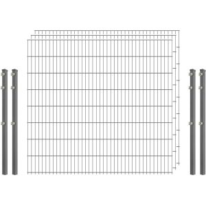 Industrie-Zaunset 8/6/8 Doppelstab 3 Matten + 4 Pfosten 250/163 cm Verzinkt