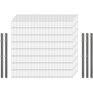 Industrie-Zaunset 8/6/8 Doppelstab 4 Matten + 5 Pfosten 250/163 cm Verzinkt