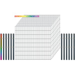 Industrie-Zaunset 8/6/8 Doppelstab 11 Matten+12 Pfosten 250/163 cm Freie Farbw.