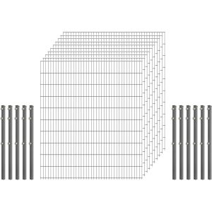 Industrie-Zaunset 8/6/8 Doppelstab 10 Matten +11 Pfosten 250/203 cm Verzinkt