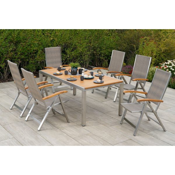 Merxx Gartenmöbel-Set San Severo 7-teilig Ausziehtisch Naturgrau