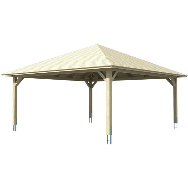 Skan Holz Carport Taunus 634 cm x 634 cm Nussbaum