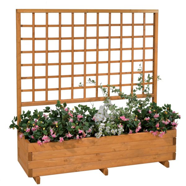 Gaspo Blumenkasten Hellbrunn mit Spalier 136 cm x 140 cm x 37 cm  Honigbraun