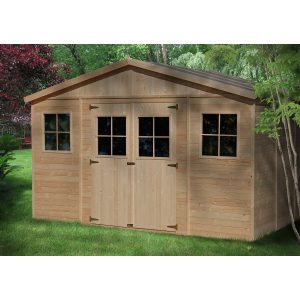 Timbela Gartenhaus/Gerätehaus Holz Abstellraum M331 12 m² mit Fenstern