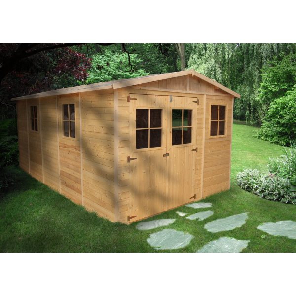 Timbela Gartenhaus/Gerätehaus Holz M337+M337G 15 m² mit Fenstern und Boden