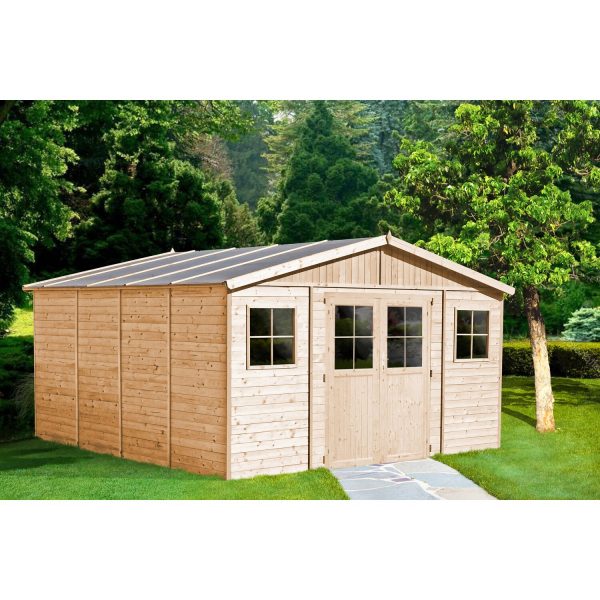 Timbela Gartenhaus/Gerätehaus Holz M330F 16 m² mit Fenstern und Tür