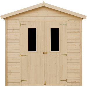 Timbela Gartenhaus/Gerätehaus Holz M351C 4 m² Abstellraum mit länglichen Fenstern ohne Boden