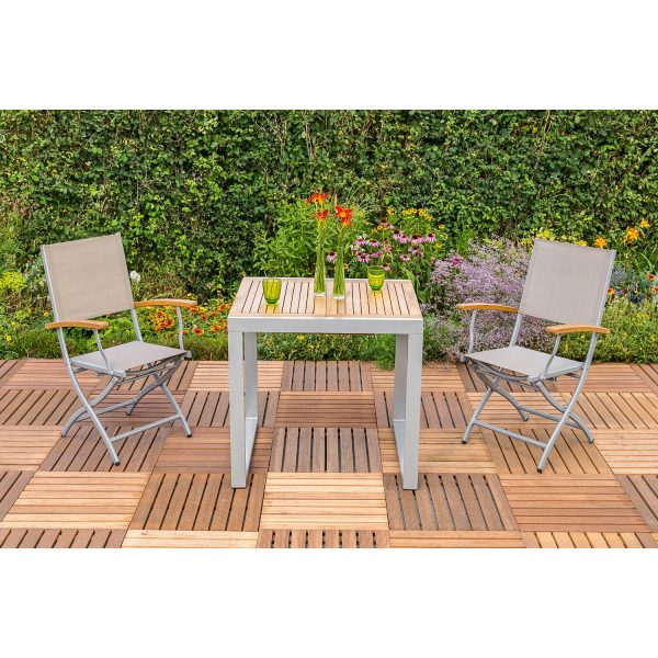 Gartenmöbel-Set Naxos 3-tlg. Grau inkl. Tisch 80/120 cm x 70 cm