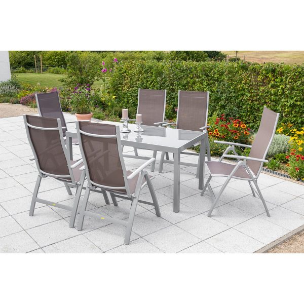 Gartenmöbel-Set Carrara 7-tlg. Taupe inkl. Tisch 150 cm x 90 cm