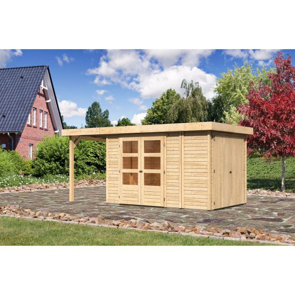 Karibu Holz-Gartenhaus/Gerätehaus Retola Natur Flachdach Unbehandelt 238 cm x 213 cm